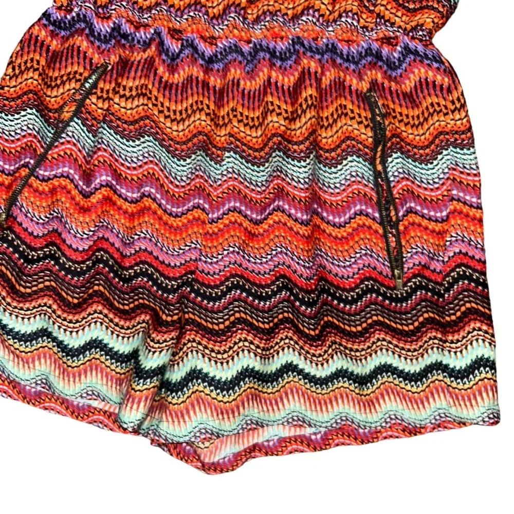Womens Juniors Medium‎ Speed Control Romper Casual Multicolor Sleeveless Zip Up
